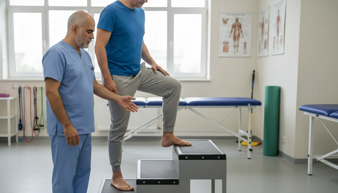 روش صحیح بالا و پایین رفتن از پله برای زانو در فیزیوتراپی توانا